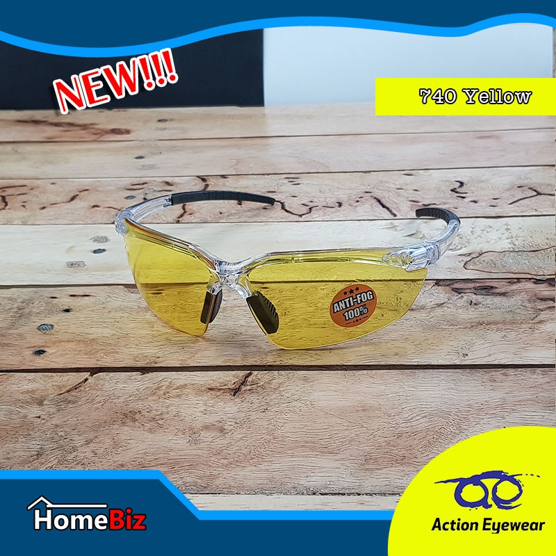 Action Eyewear รุ่น 740 Yellow แว่นตานิรภัย, กันแดดกัน...UV-ใส่เที่ยว ใส่ออกกำลังกาย