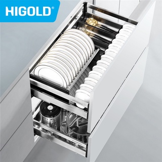 HIGOLD 600Mm Kitchen Cabinet Basket Pull Drawer 800Mm / 900Mm 304 Stainless Steel Dish Storage Rack