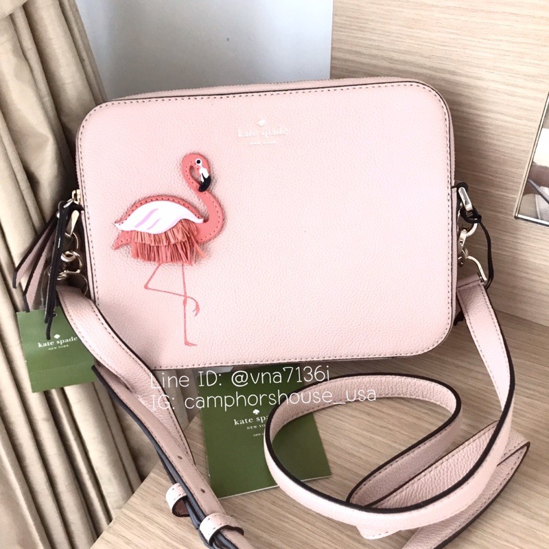🌟พร้อมส่ง🌟Kate Spade♠️ Flamingo Camera Bag by the pool Crossbody Bag