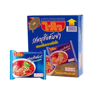 ไวไว บะหมี่กึ่งสําเร็จรูป รสหมูสับต้มยำ 60 กรัม x 30 ซอง Wai Wai Instant noodles Tom Yum Pork Flavor 60 grams x 30 sache