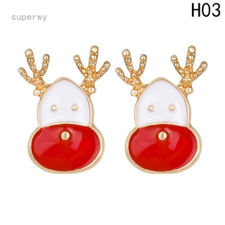 Christmas Series Stud Earrings Jewelry For Women Multicolor Snowman Tree