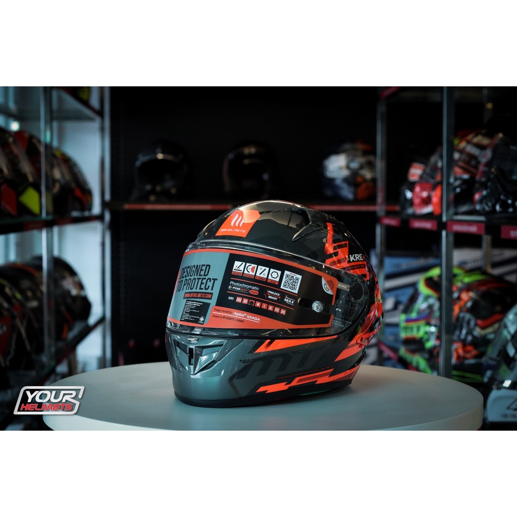 หมวกกันน็อค MT HELMETS รุ่น KRE+ CARBON BRUSH GLOSS RED