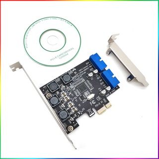 Pcie 1X ถึง 2 พอร์ต 19/20PIN การ์ด USB 3.0 การ์ดขยาย PCI-E ภายในในตัว