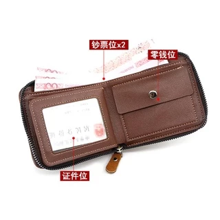 MenBense ใหม่ผู้ชายกระเป๋าสตางค์สั้นสไตล์ลําลองความจุขนาดใหญ่หลายบัตรช่องวินเทจผู้ชายซิปกระเป๋าสตางค์กระเป๋าสตางค์ใบสั้น
