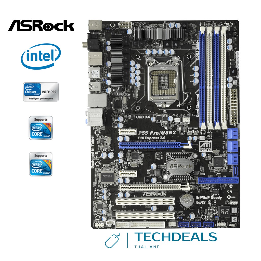 Mainboard Motherboards (เมนบอร์ด) Intel LGA 1156 Chipset P55 ASRock P55 Pro/USB3