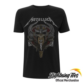 คอลูกเรือใหม่ เสื้อยืดลําลอง แขนสั้น พิมพ์ลาย Metallica Viking Rock Band สีดํา สําหรับผู้ชายS-5XL