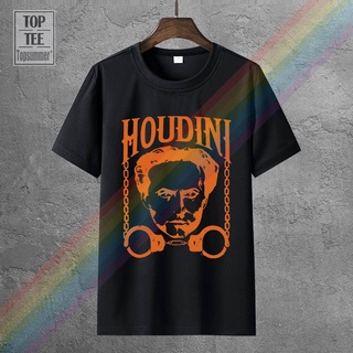 ROUND คอลูกเรือใหม่ เสื้อยืดแขนสั้น ผ้าฝ้าย 100% พิมพ์ลายกราฟฟิค Harry Houdini Magician Tricks Las Vegas Ihfpea83Dinmjh6