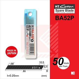 NT Cutter ใบมีดคัตเตอร์รุ่น BA-52P ใบมีดดำบางพิเศษ 0.25 มม.