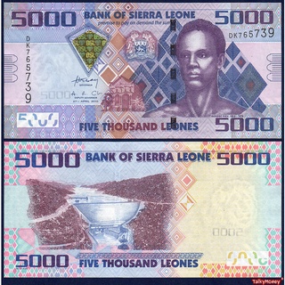 ธนบัตรประเทศ เซียร์รา ลีโอน Sierra Leone ราคา 5000 ชิลลิ่งปี 2010 P-32 สภาพใหม่เอี่ยม 100% UNC ไม่ผ่านการใช้