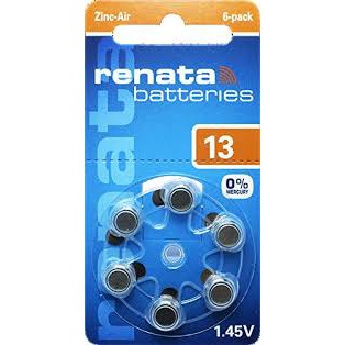 ถ่านสำหรับเครื่องช่วยฟังคนหูตึง Renata ZA13 หรือ PR48 แพค 6 ก้อน สามารถออกใบกำกับภาษีได้