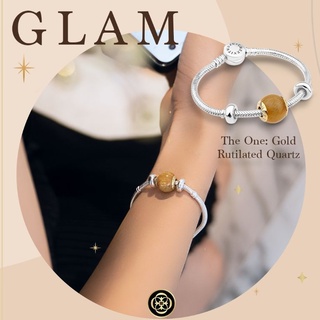 Cheevitwufu Silver Bracelet with Gold Rutilated Quartz Charm and Stoppers สร้อยข้อมือเงิน พร้อมชาร์มไหมทองแท้และสต็อปเปอ