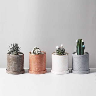 Mr.Garden กระถางต้นไม้เซรามิคสไตล์ มินิมอล พร้อมฐานรอง (Ceramic Minimalist Plant Pot)