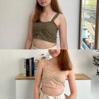 Everydayy.bff | พร้อมส่ง Cracker top เสื้อสายเดี่ยวสม็อกหลังผ้าลินิน