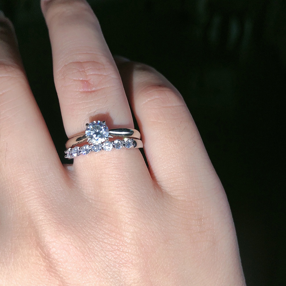 NewMoissanite Eternity Ring 0.7 ct D Color VVS1 Clarity Platinum Plated