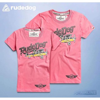 Rudedog เสื้อคอกลม ชาย หญิง  รุ่น Airline สีชมพู