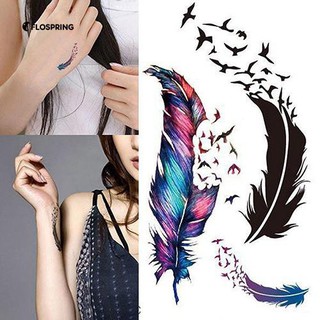 ผ้ากันน้ำชั่วคราวแบบถอดได้ชั่วคราว 3D ภาพลาย Feather Sexy Tattoo Sticker