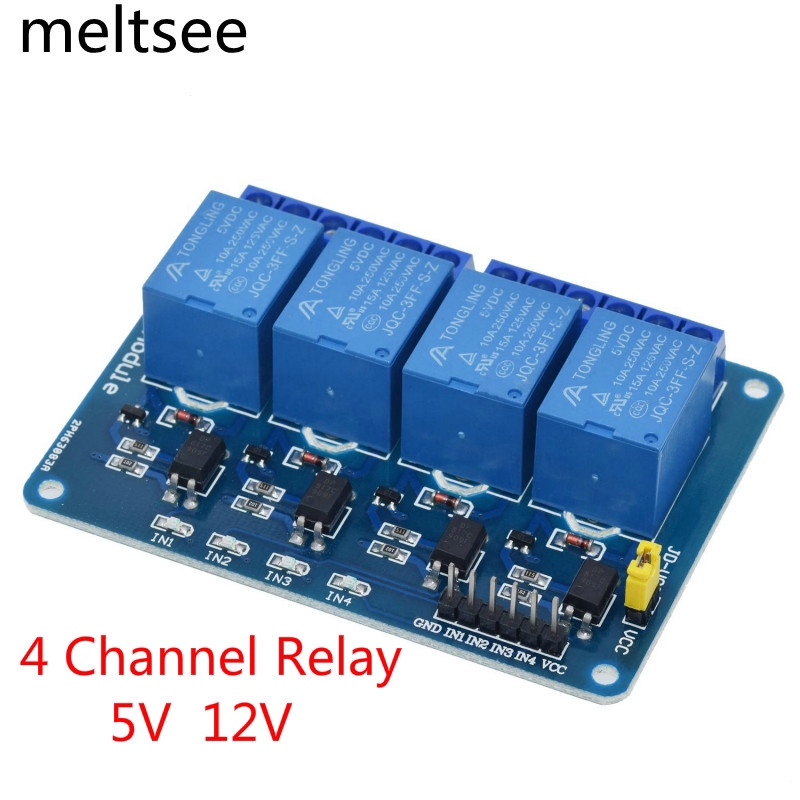 โมดูลรีเลย์เชื่อมต่อ 5v 12v 4 ช่อง สำหรับ arduino arm pic avr dsp พร้อมกับ optocouple 4 ทาง 4 Channe
