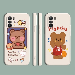 เคสโทรศัพท์มือถือซิลิโคนลายหมีสําหรับ Xiaomi Redmi Note 10 Pro 9S Remdmi 9A 9C Poco X3 Nfc M3 Pro 5G Redmi10