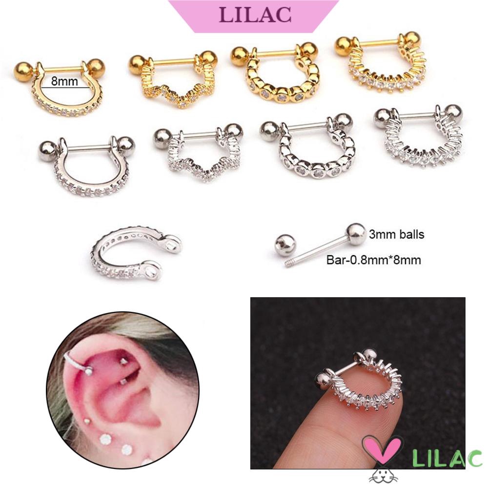 LILAC Body Piercing Jewelry Surgical Steel Labrets Lip Barbell Bar Half