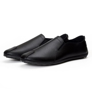 ราคาSale‼️ 🔥New รองเท้าแฟชั่น ผู้ชาย รองเท้าหนังแบบสวม 3สี (สีขาว ) （สีดำ）（สีส้ม）8609