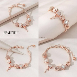 A29 สร้อยข้อมือ BEAUTIFUL ลายกุญแจลายใหม่ สี Rose gold ไม่ลอก ไม่ดำ สายปรับได้ จัดส่งทุกวัน