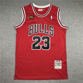 ช่องระบายอากาศ (10 แบบ) Jordan #เสื้อกีฬาบาสเก็ตบอล ปักลาย NBA Chicago Bulls 1998 สีแดง สไตล์เรโทร 23