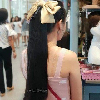 หางม้ารุ่นพิเศษ (หางม้าแบบกิ๊บติด) โบว์สีทองอ่อน