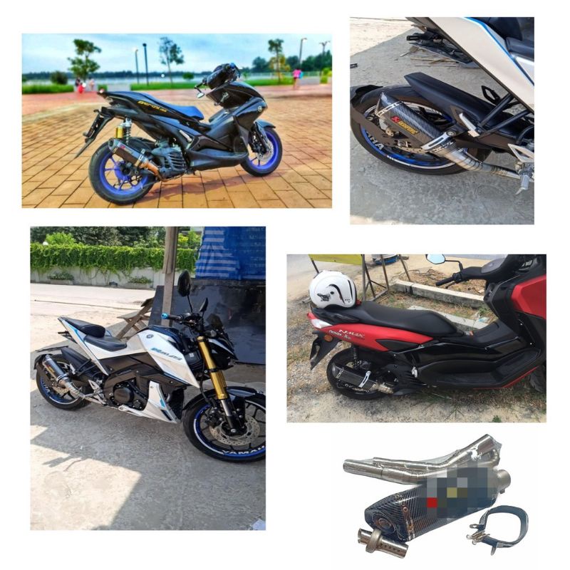 ชุดท่อ AK14นิ้ว เคฟล่าปากเฉียงR15/Msx/Mslaz/Aerox/Cb150/Cbr150คอท่อแสตนเลสเกรด 304 สวม 2 นิ้ว