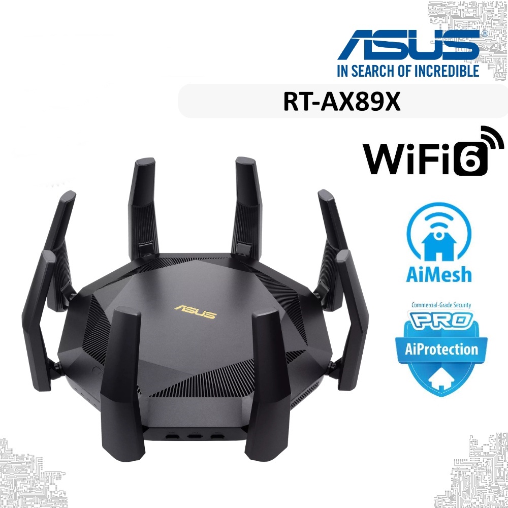 เราเตอร์ ASUS (RT-AX89X) 12-stream AX6000 Dual Band WiFi 6 (802.11ax) Router supporting MU-MIMO and 