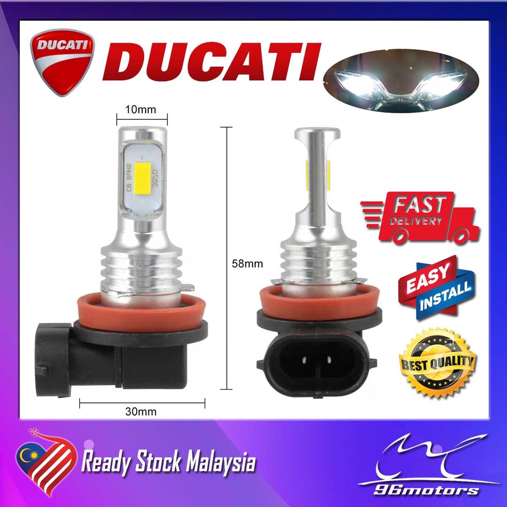 Ducati หลอดไฟหน้ารถจักรยานยนต์สีขาว 6000k 80w Led H11 สําหรับ Monster795 796 797 821 Panigale 899 959 1199 1299 96motors