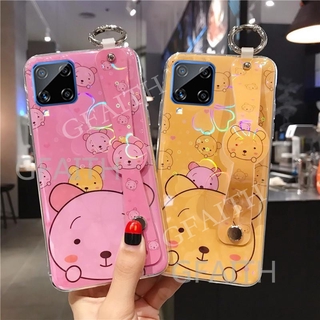 เคสโทรศัพท์ Samsung Galaxy A42 5G Phone Case Cute Cartoon Bear Silicone Colorful Cherry Blossoms Back Cover SamsungA42 New 2020 Casing