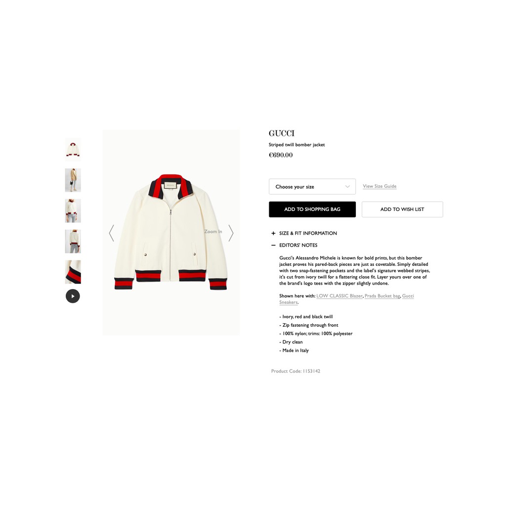 gucci striped twill bomber jacket