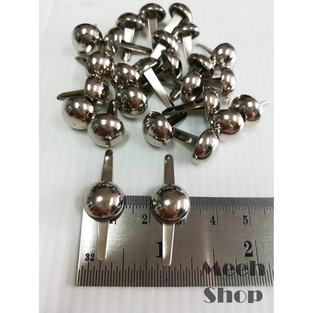 ปลีก/ส่ง หมุดมีขอบ 12 มิล ทรงกลม สีเงิน หมุดรองก้นกระเป๋า หมุดแต่งชุดคอสเพลย์ หมุดตกแต่งโซฟา