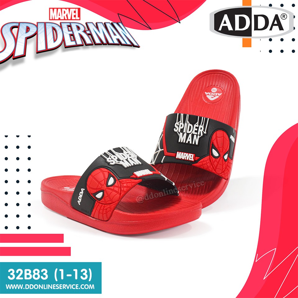 รองเท้าแตะเด็กผู้ชาย รองเท้าแตะแบบสวม รองแฟชั่นเด็กผู้ชาย ใส่บาย พื้นนิ่ม ลาย Spiderman น่ารัก ใหม่ !! รุ่น ADDA 32B83