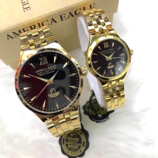 [แถมกล่อง] นาฬิกา America eagle สายสแตนเลสสีทอง