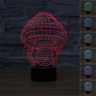 โคมไฟตั้งโต๊ะ LED รูปเห็ด 3D ไล่โทนสี 7 สี ชาร์จ USB