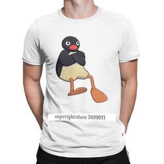 เสื้อยืดคอกลม ผ้าฝ้ายแท้ พิมพ์ลายการ์ตูนเพนกวิน ตลก Angry Pingu สําหรับผู้ชาย900338