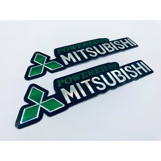 สติ๊กเกอร์ Mitsubishi สติกเกอร์ สีเขียว แต่งรถ ติดรถ รถยนต์ Stickers [2ชิ้น] 3D ตัวนูน ติดกระจก ข้างรถ ท้ายรถ ติดสเกิร์ต