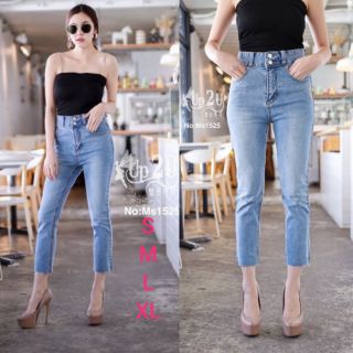 1539#ยีนส์ยืดขาเตอเก็บทรง มีS-XL #My style