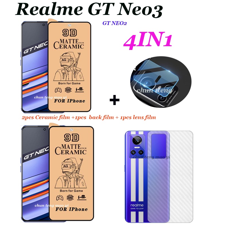 (4in1) Realme GT NEO3 NEO2 ฟิล์มเซรามิค เคลือบหน้าจอ ฟิล์มนิ่ม Realme GT Master Edition / GT2/2Pro Q