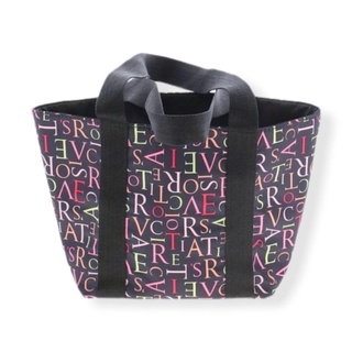 VICTORIAS SECRET LOGO TOTE BAG Black &amp; Multi-Color small