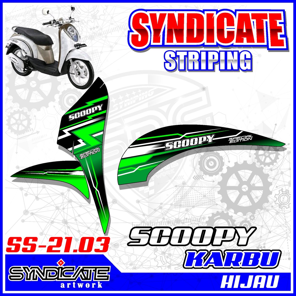 สติ๊กเกอร์ STRIPING LIST VARIATION OF OLD SCOOPY CARBON YEAR 2010 2011 2012 COOL RACING MOTIF CODE S
