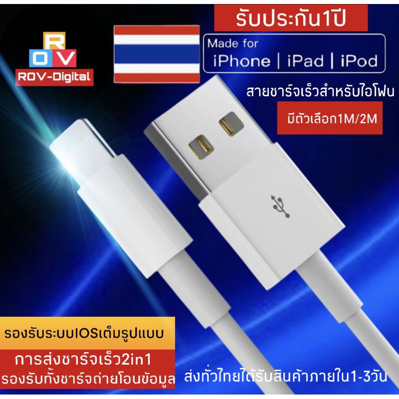 สายชาร์จสำหรับไอโฟน แท้100% 1เมตร/2เมตร E75 3.0mm  .รองรับ รุ่น iPhone 5 5S 6 6S 7 7P 8 X iPad iPod