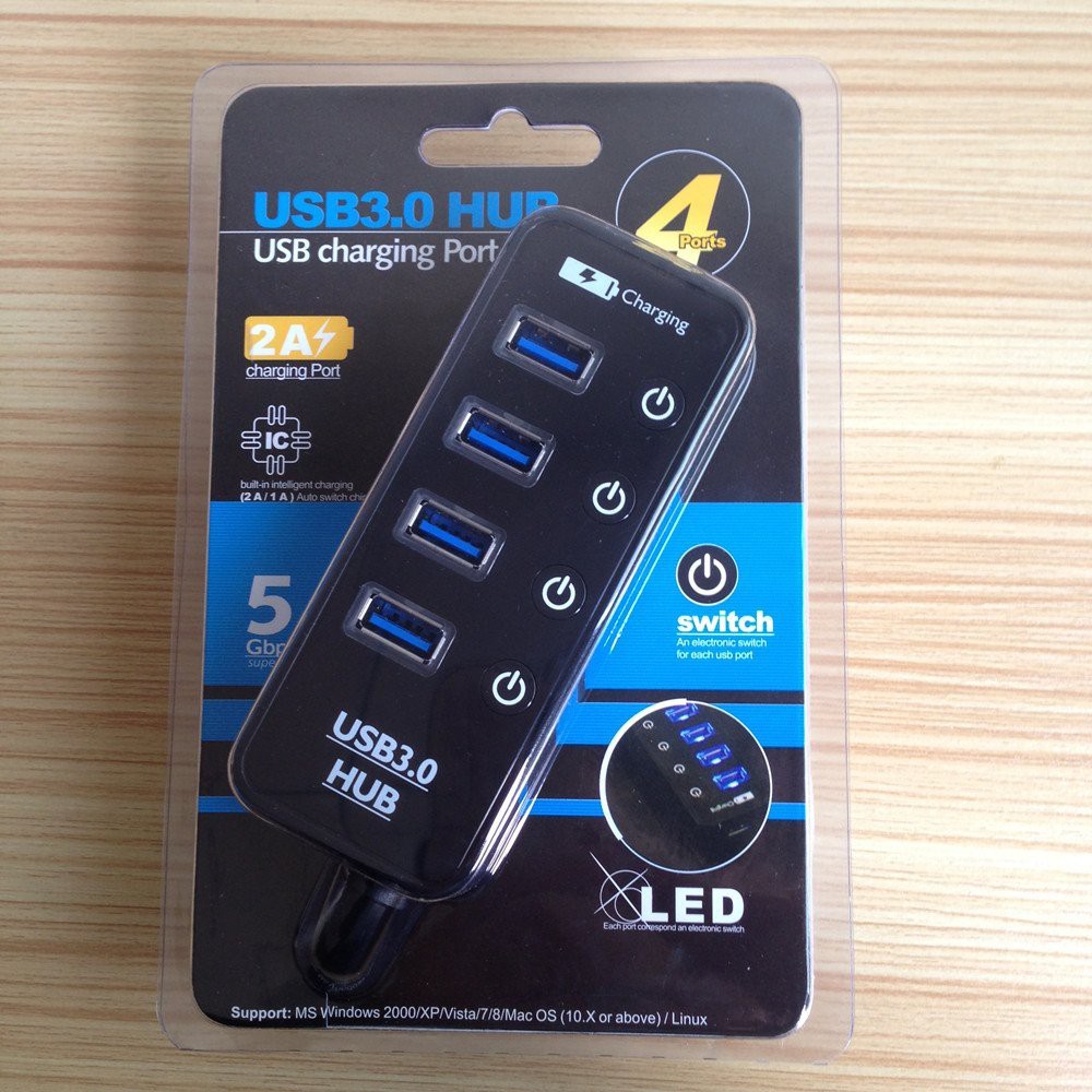ZS USB 3.0 HUB 4 PORT + 1 PORT สีแดง เป็น Port Quick Charging 5V 2.4A (แถมไฟเลี้ยง 5V2A)รุ่น HB-26