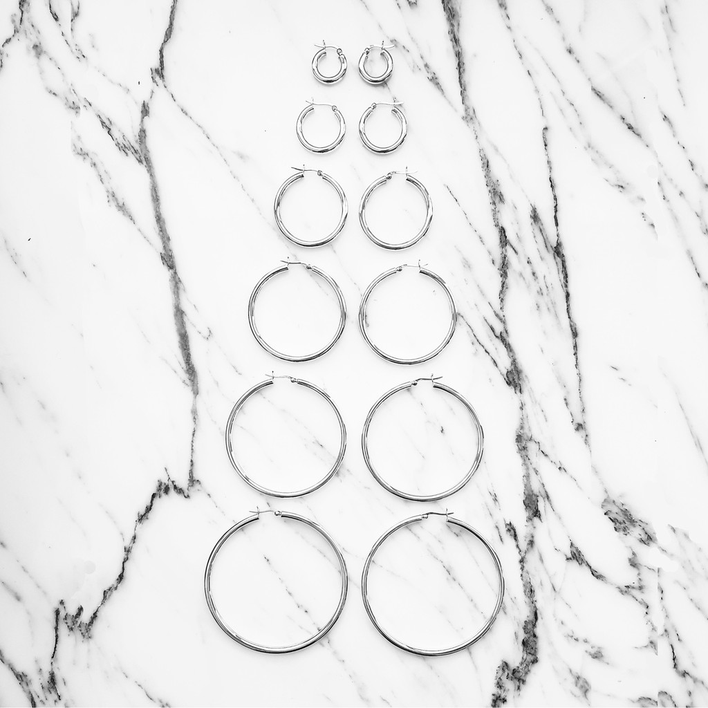 ต่างหูห่วง เงินแท้ หนา 4mm ขนาด 18mm-75mm