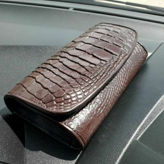 Long Clutch Wallet Genuine Crocodile Wallet For Woman กระเป๋าหนังจระเข้แท้ สีน้ำตาล