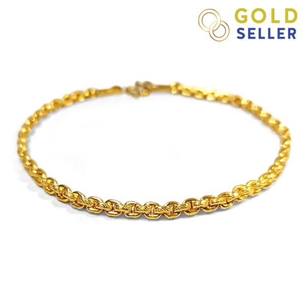 Goldseller สร้อยข้อมือทอง ลายโซ่แก้ว ครึ่งสลึง คละลาย ทองคำแท้ 96.5%