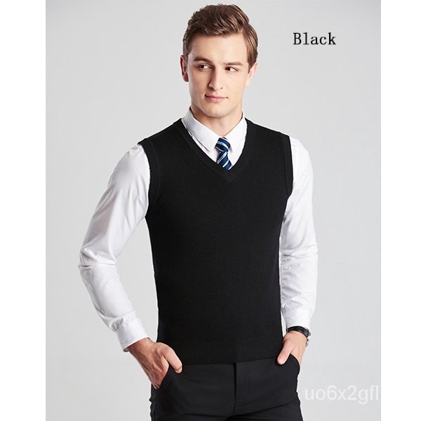 New Men V-neck Thin Sweater Vest Business Sweater Sleeveless Mens Cool Sweater loNV #4