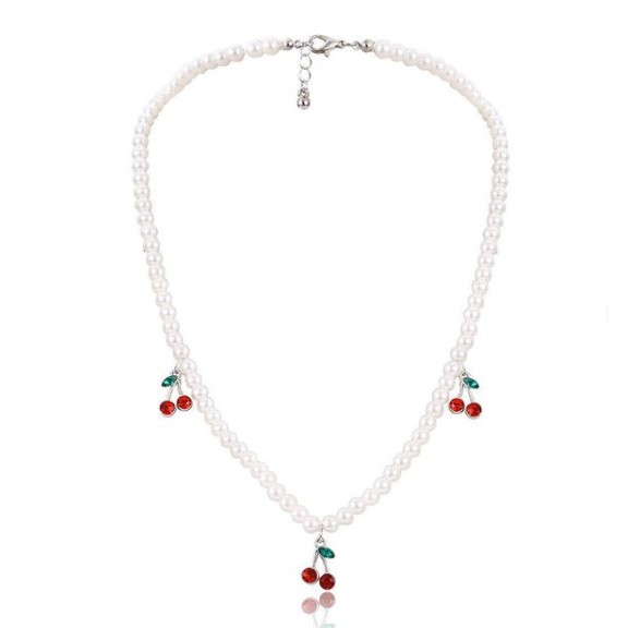 [BNP11] - BASE NECKLACE - สร้อยคอมุกผสมเชอร์รี่