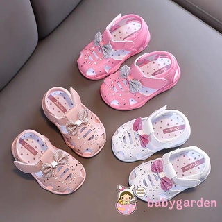 Babygarden- เด็กผู้หญิง ฤดูร้อน พื้นนุ่ม รองเท้าส่งเสียงดัง, รองเท้าแตะห่อด้านหน้า